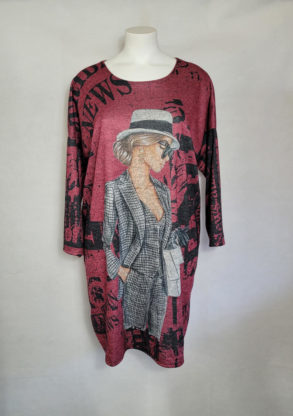 Robe pull courte tendance femme ronde col rond