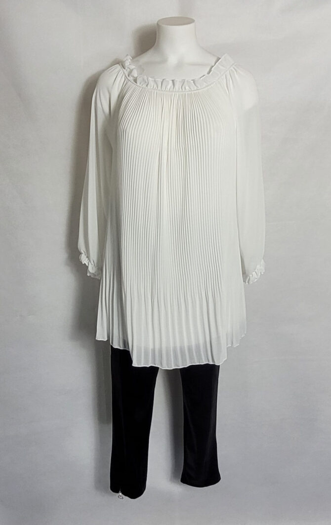 Tunique voile plissée blanc – Image 3