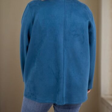 Blouson suedine grande taille bleu col original