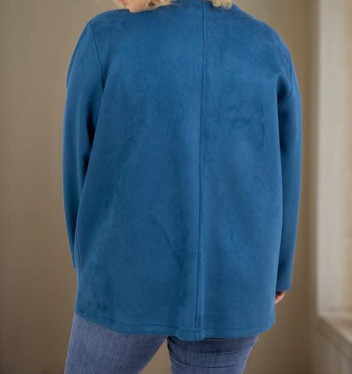 Blouson suedine grande taille bleu col original