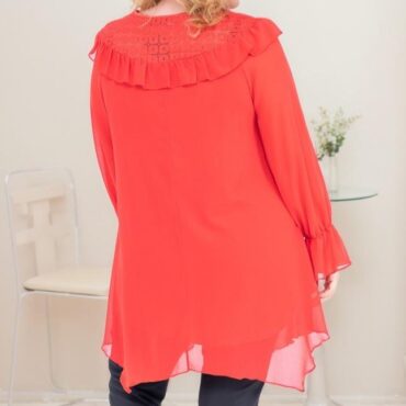 Tunique soirée habillée femme grande taille Haut manche longue femme chic voile et dentelle