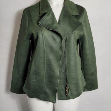 Blouson grande taille, femme senior, coloris kaki matière suédine