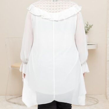 chemisier habillé femme blanc manches longues grande taille fabrication francaise