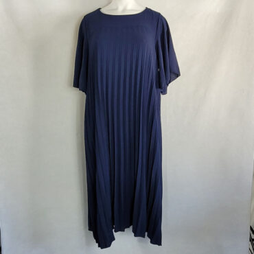 robe longue été femme grande taille chic marine manche courte col rond et tissu plissée