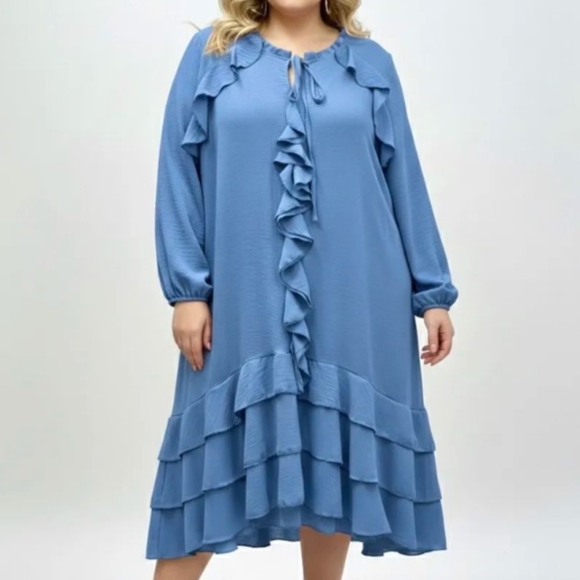 robe longue femme​ été grande taille chic marine manche courte col rond et tissu manches bouffantes