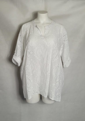 Tunique blanc femme ronde manches courtes