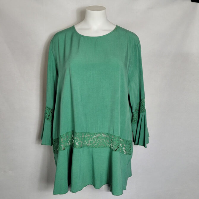 Tunique unie dentelle vert – Image 2