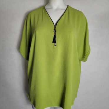 tunique fluide femme uni et anis avec col V et manche courtes