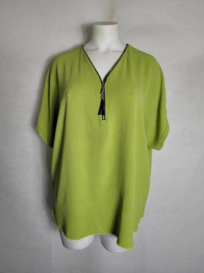 tunique fluide femme uni et anis avec col V et manche courtes