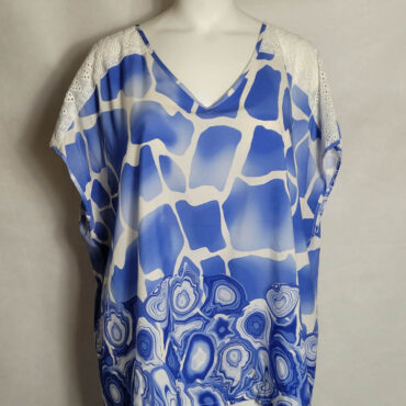 Tunique motif original bleu femme grande taille