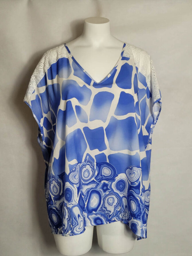 Tunique motif original bleu femme grande taille