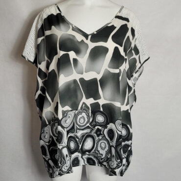 Tunique motif original noir femme grande taille