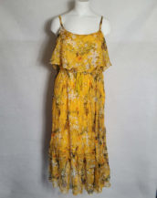 Robe été femme longue chic voile floral jaune