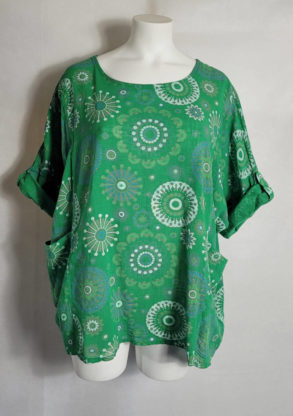Haut vert coton imprimé femme grande taille