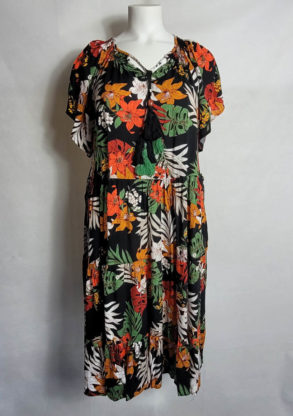 Robe été florale noir femme grande taille