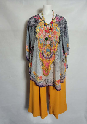 Tunique voile gris colorée femme grande taille