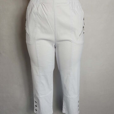 Pantacourt femme blanc confort femme taille haute