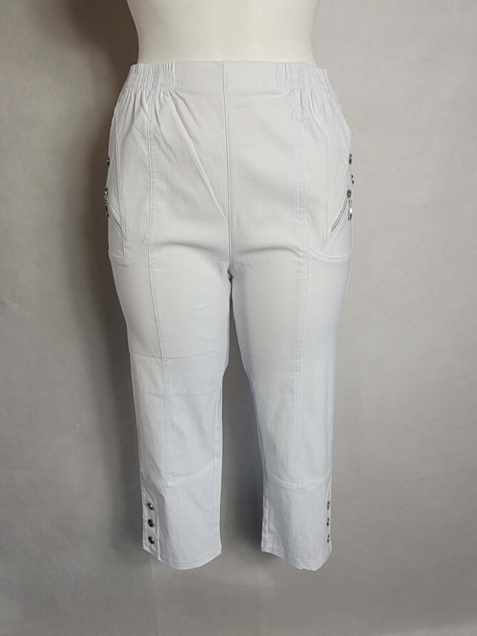 Pantacourt femme blanc confort femme taille haute