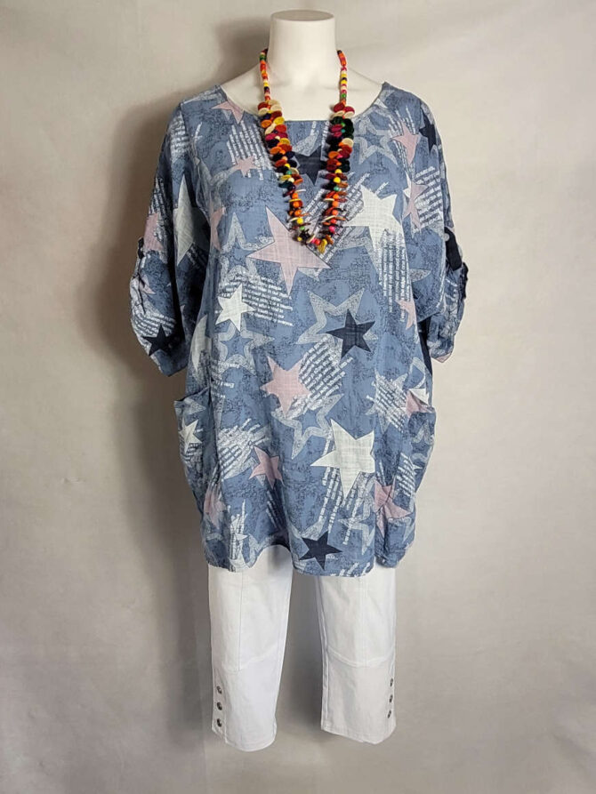 Pantacourt femme blanc et tunique grande taille femme