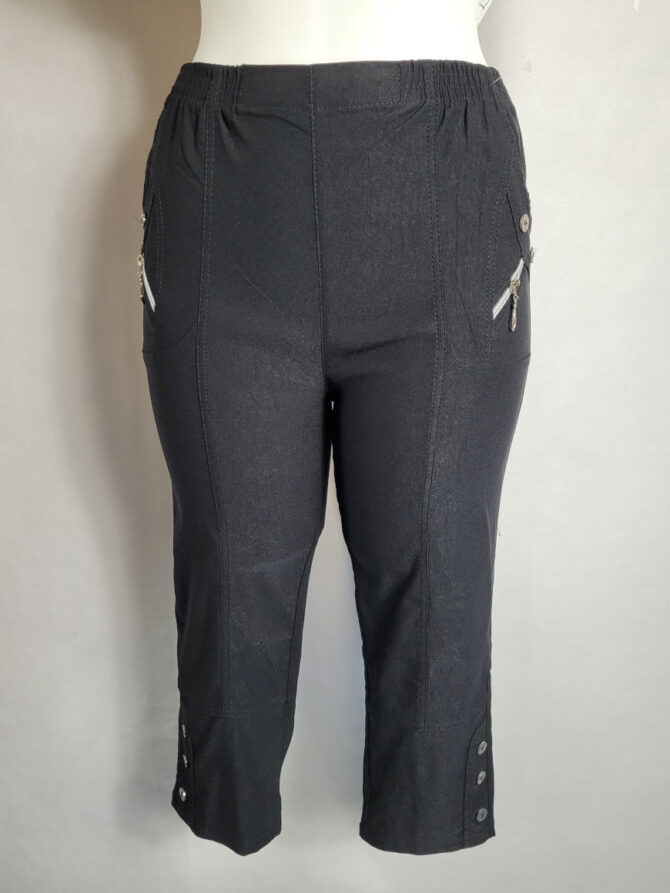 Pantacourt femme taille haute noir confort femme taille haute