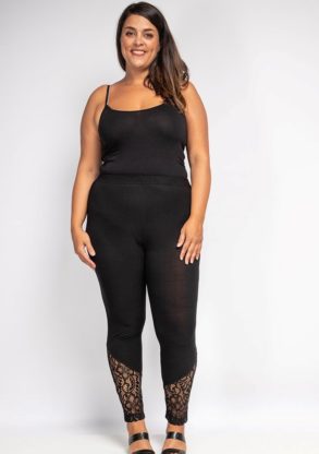 Pantalon legging noir femme grande taille