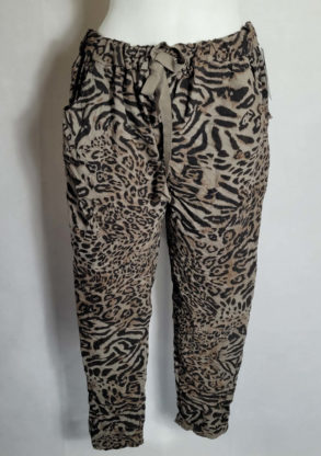 Pantalon léopard beige femme grande taille