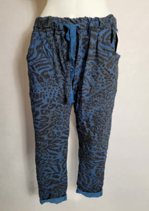 Pantalon léopard bleu femme grande taille