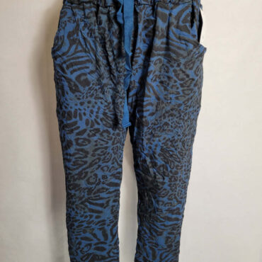 Pantalon léopard bleu femme grande taille pantalon femme confort taille élastiquée