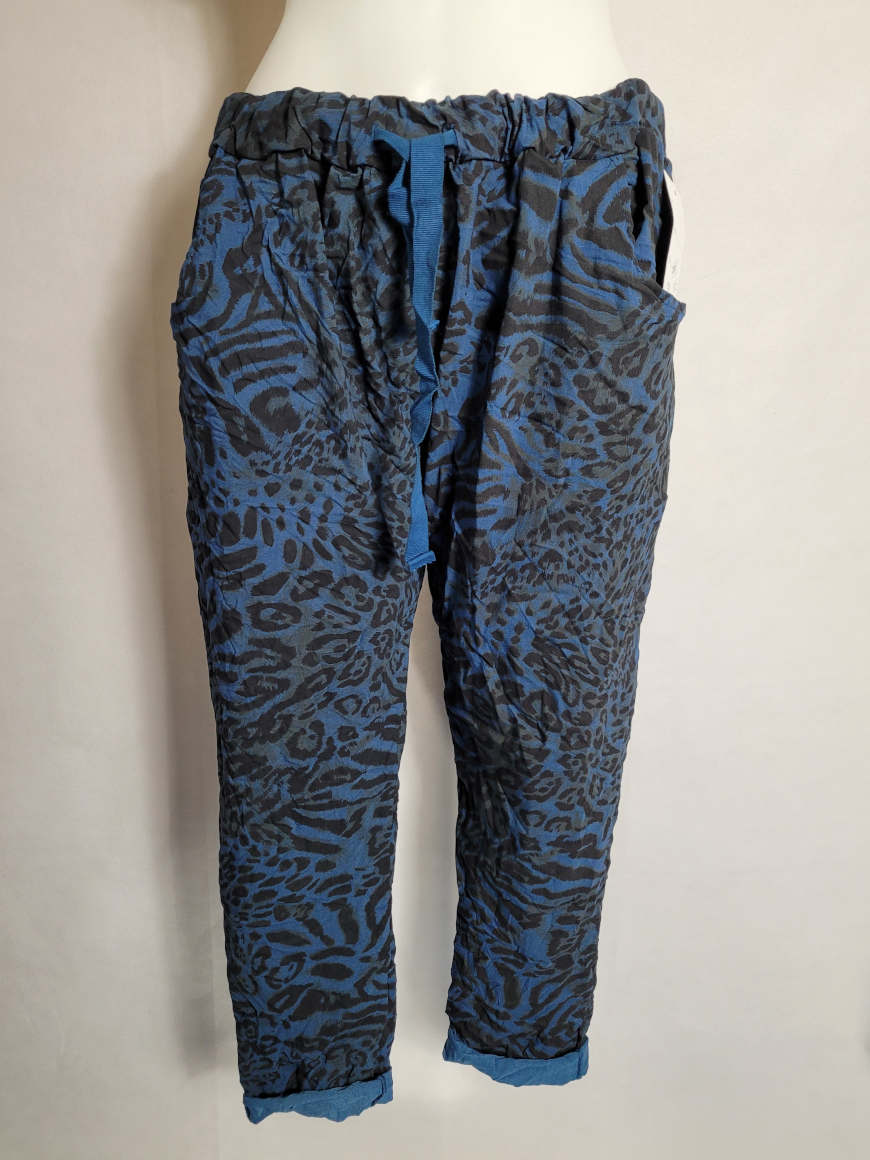Pantalon léopard bleu femme grande taille1
