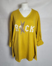 Tshirt long oversize jaune femme grande taille