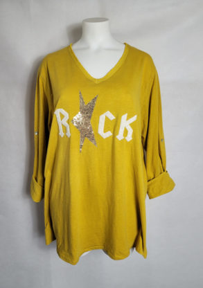 Tshirt long oversize jaune femme grande taille