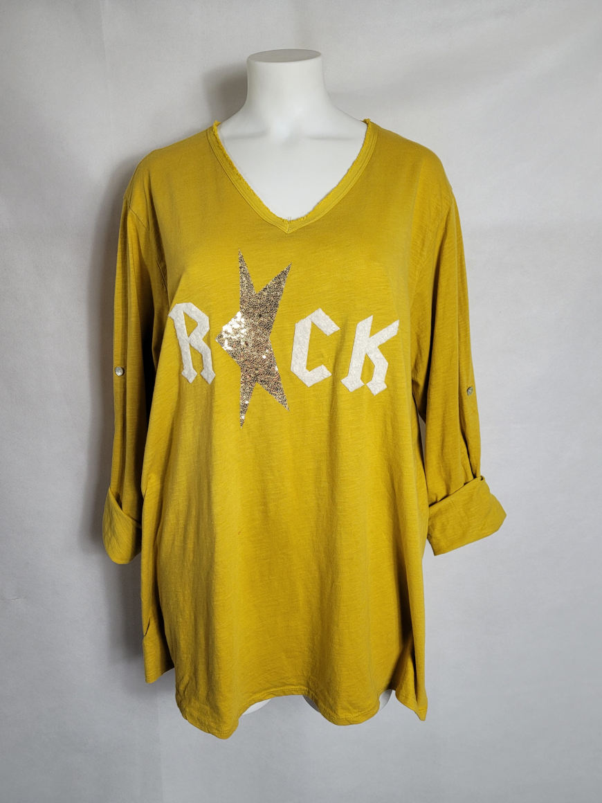 Tshirt long oversize jaune femme grande taille - Caprices de madeleine