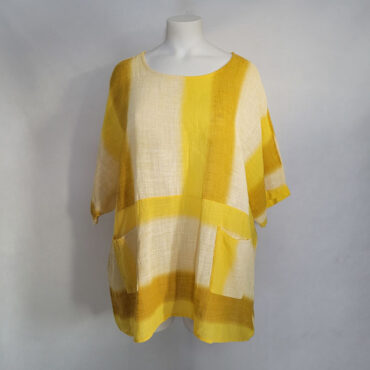 haut jaune femme oversize conton et col rond