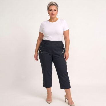 mode femme senior portant Pantacourt femme taille haute