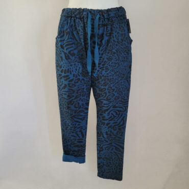 Pantalon léopard bleu femme grande taille pantalon femme confort taille élastiquée