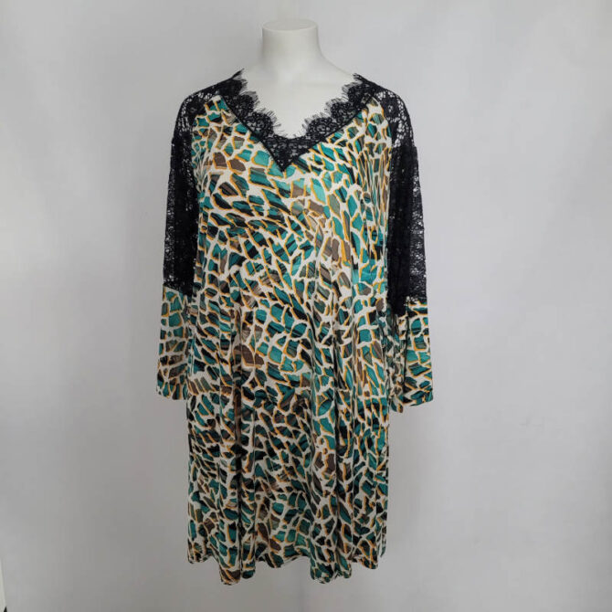 robe chemisier grande taille femme col v manches courte motif animalier