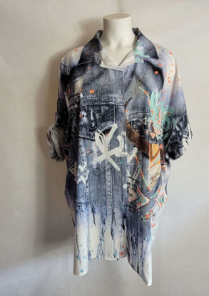 Chemise motif jeans femme grande taille