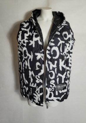 Doudoune noir blanc sans manches femme ronde