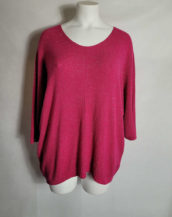 Pull fin paillette fushia femme grande taille col V