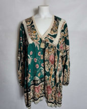 blouse longue fleuri vert femme grande taille