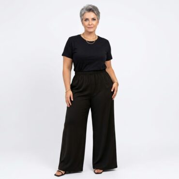 pantalon large noir femme taille haute pantalon qui ne serre pas le ventre