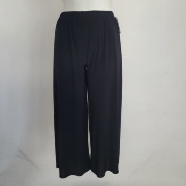 Pantalon large noir femme ronde taille haute fluide et ceinture élastique style palazzo