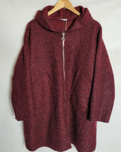Manteau laine bouillie bordeaux femme ronde