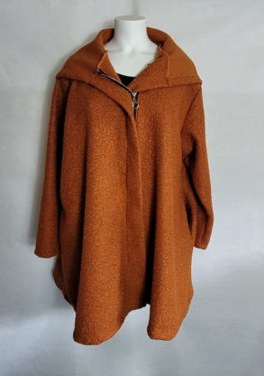 Manteau laine bouillie rouille femme grande taille