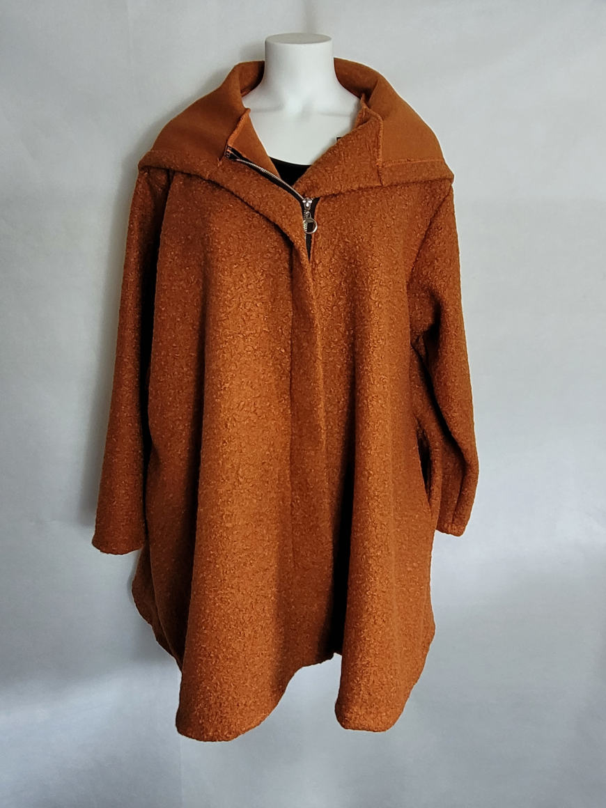 manteau femme couleur rouille