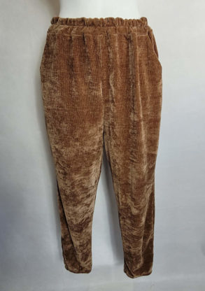 Pantalon bouffant velours camel femme ronde