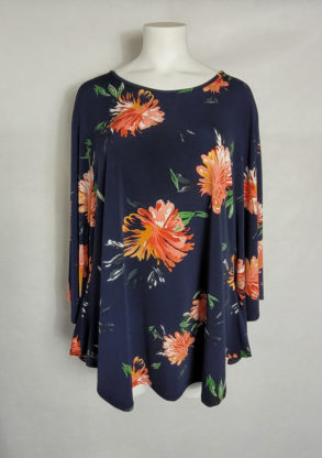 Tunique marine ample floral femme grande taille