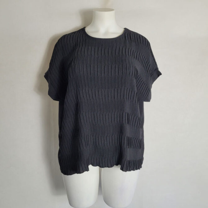 Chemisier noir femme grande taille fluide uni coupe droite et col rond