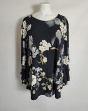 Tunique ample floral gris femme grande taille