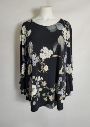 Tunique ample floral gris femme grande taille